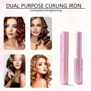 Wireless Hair Straightener Small USB Charging Hair Straightener Portable Travel Curly Dual Purpose Hair Straightener